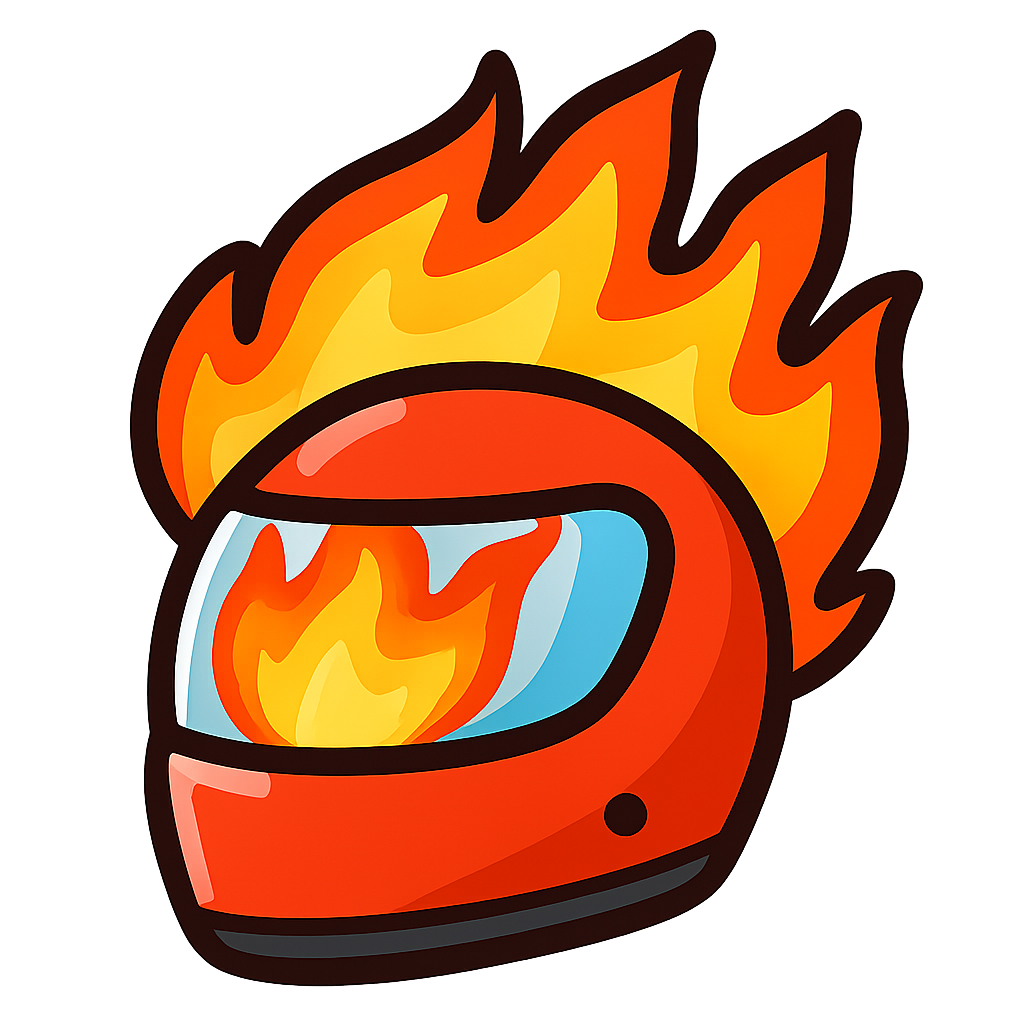 Helmet on fire