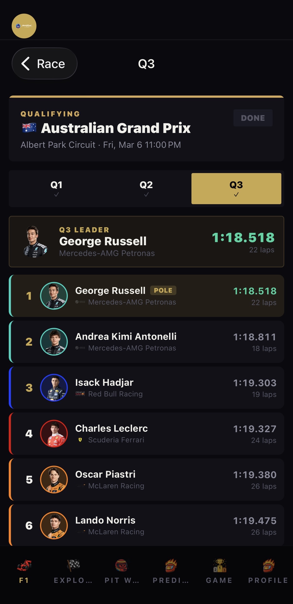 Driver and constructor standings with season progression